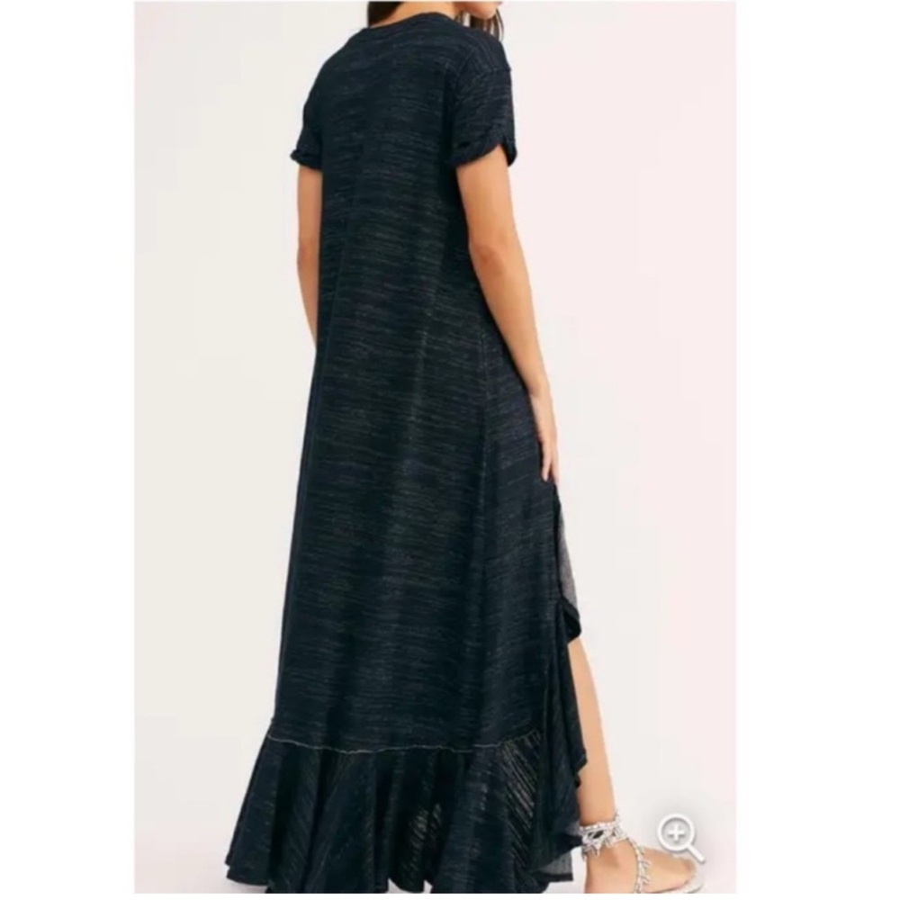 Free People Black Beach Havana Ruffle Maxi Tee T-Shirt Dress - Picture 12 of 12